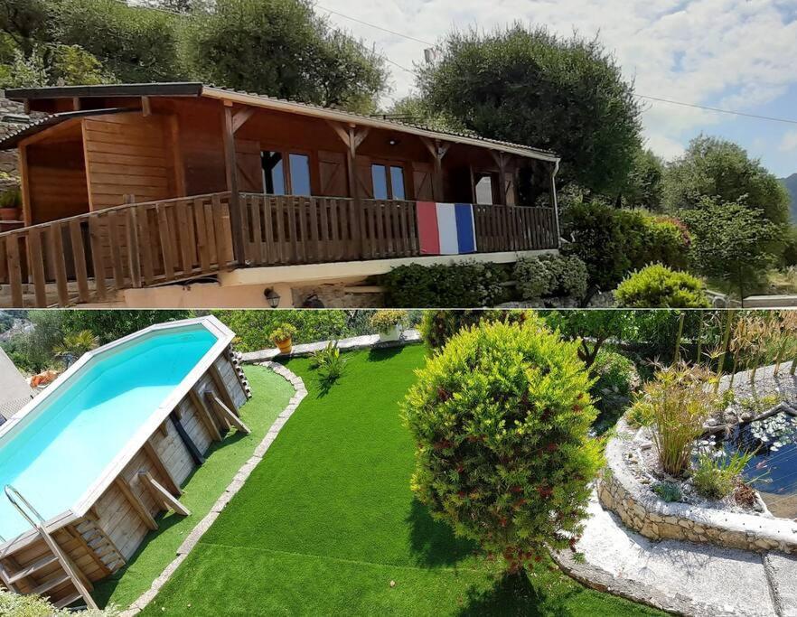 Le Chalet De La Pierreraie Cote D'Azur Piscine Terrasse Et Vue Mer Drap Esterno foto