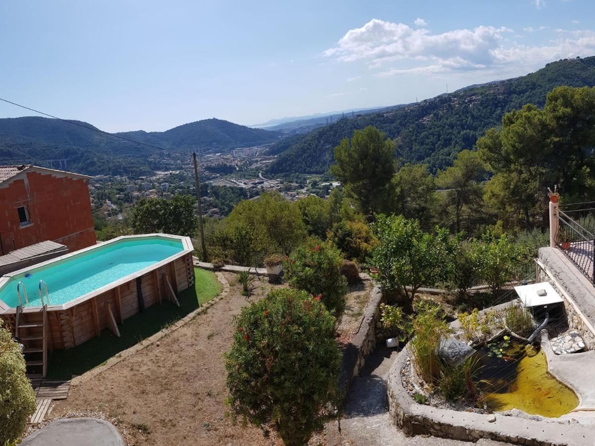 Le Chalet De La Pierreraie Cote D'Azur Piscine Terrasse Et Vue Mer Drap Esterno foto