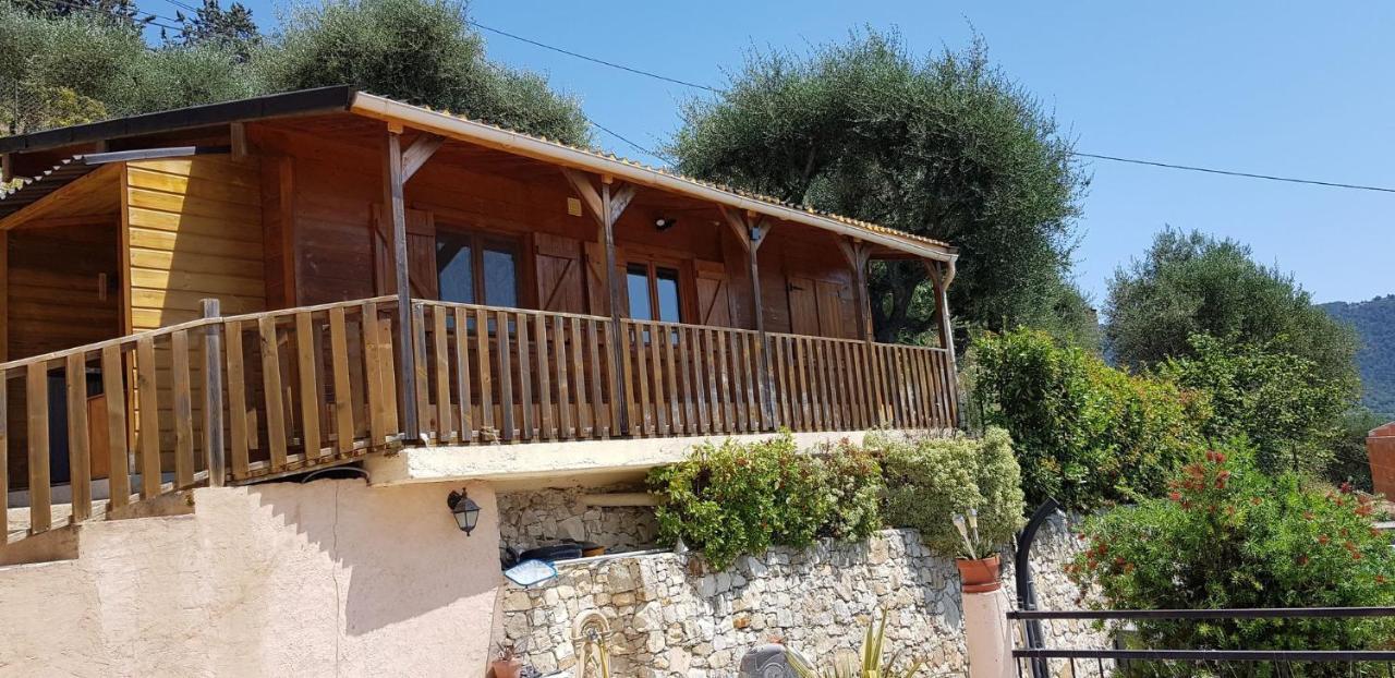 Le Chalet De La Pierreraie Cote D'Azur Piscine Terrasse Et Vue Mer Drap Esterno foto